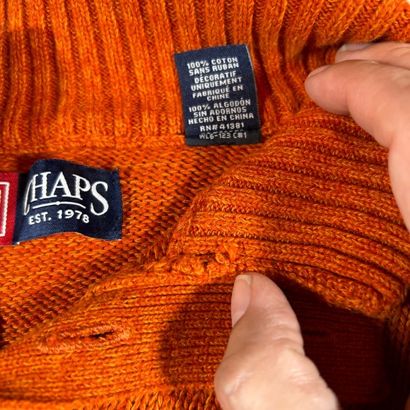 Chaps Men’s 3 Button Burnt Orange Sweater Medium - Picture 3 of 6